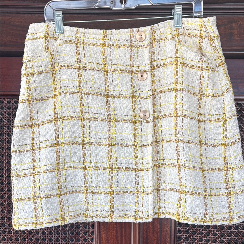 Cream and Gold A-Line Mini Skirt for Work